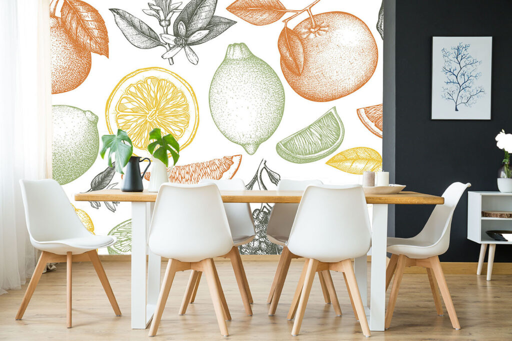 Citrusvruchten in fijne tekenlijnen — interieur 1
