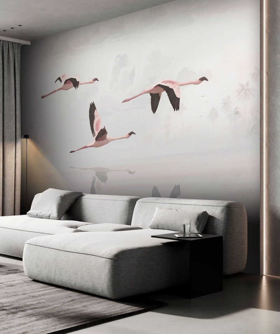 Flamingo's boven bleke spiegeling — interieur 1
