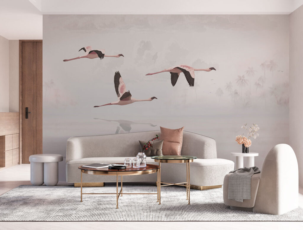 Flamingo's boven bleke spiegeling — interieur 2
