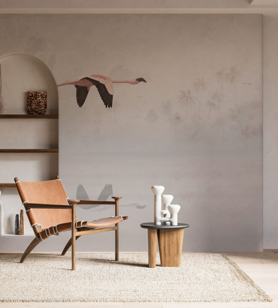 Flamingo's boven bleke spiegeling — interieur 3