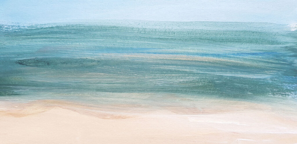 Turquoise zeestreken boven zand — volledig ontwerp