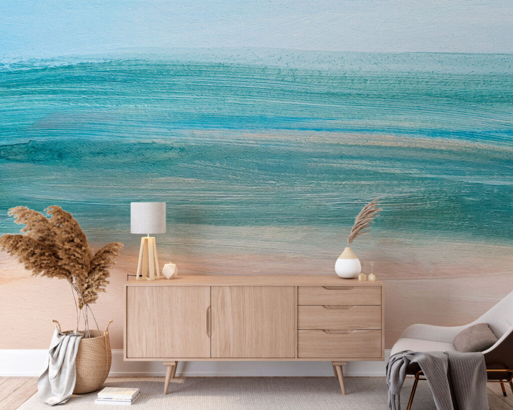 Turquoise zeestreken boven zand — interieur 2