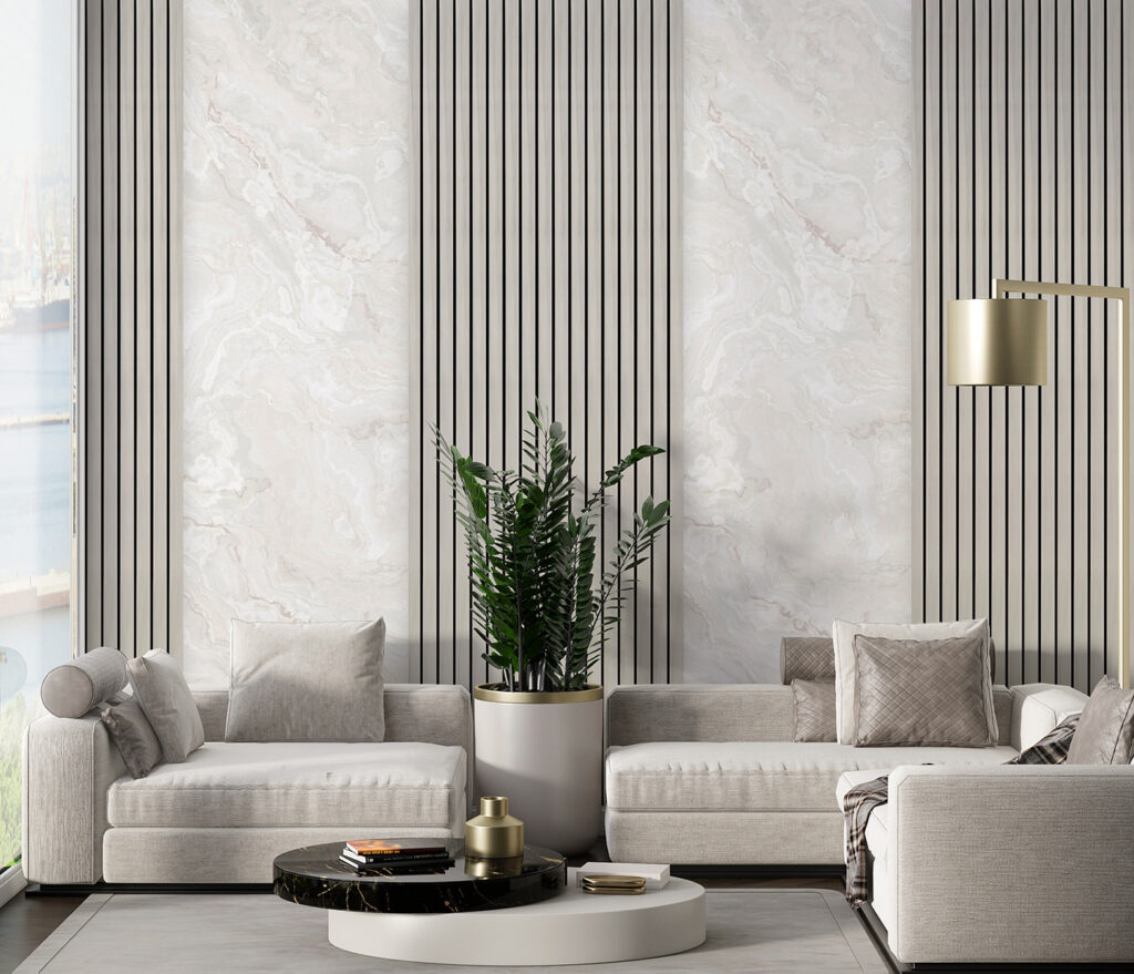 Lichte panelen met strepen — interieur 7