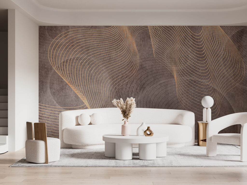 Elegante golfpatronen in neutrale tinten in een interieur