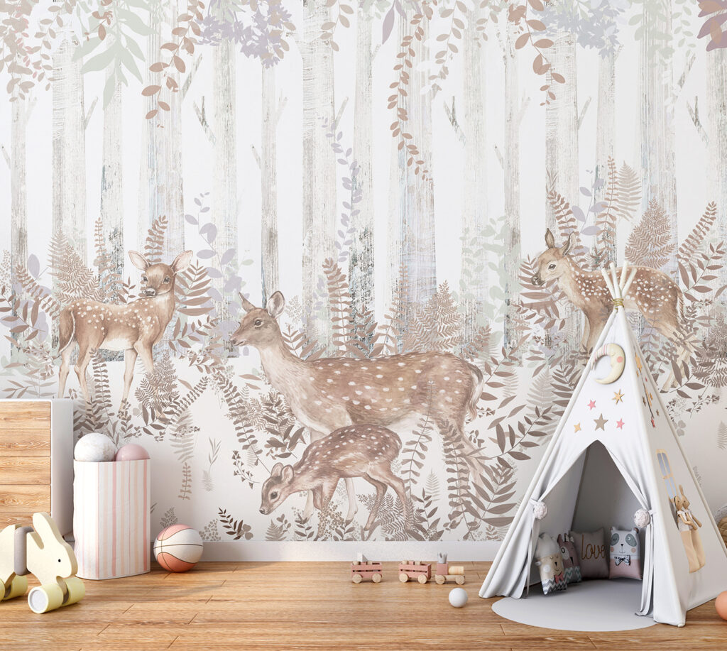 Een groep herten in een bos — interieur 3