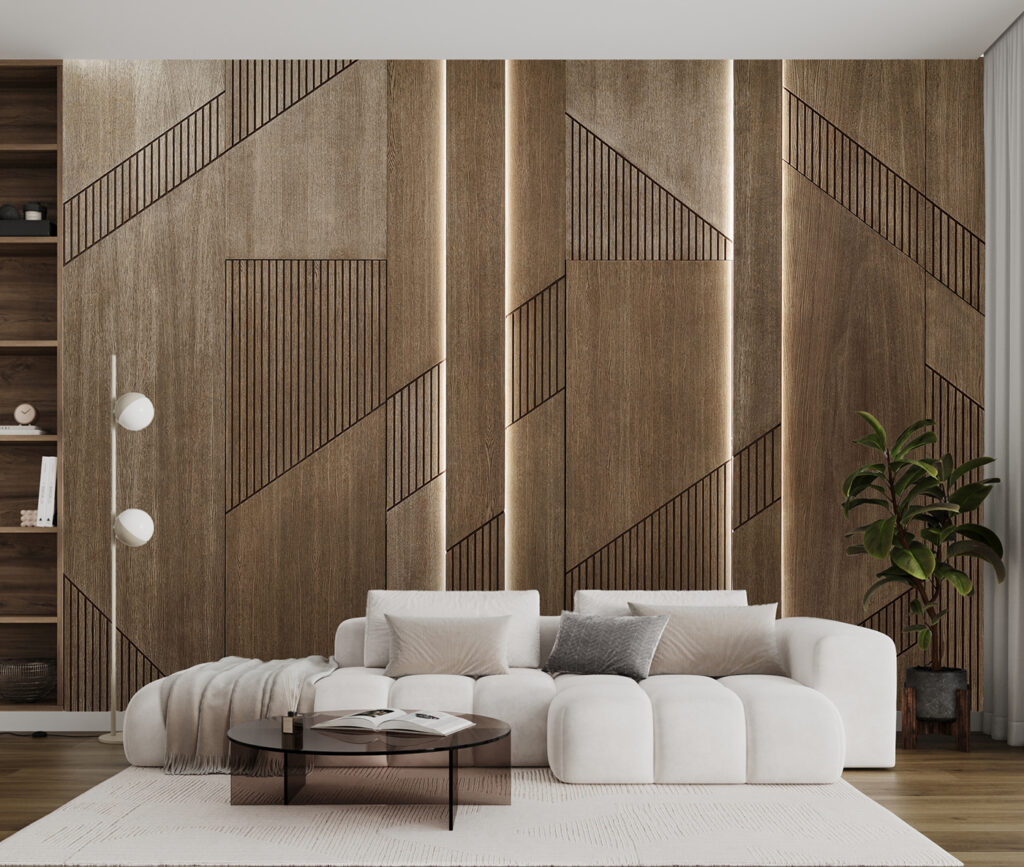 Bruine vlakken met groeven — interieur 3