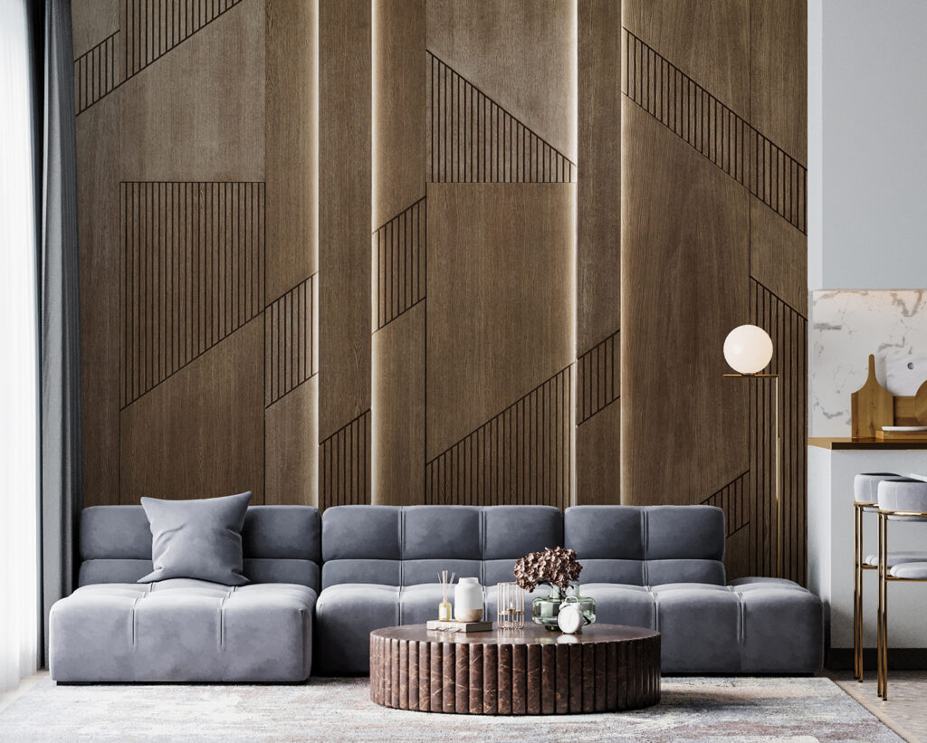 Bruine vlakken met groeven — interieur 4