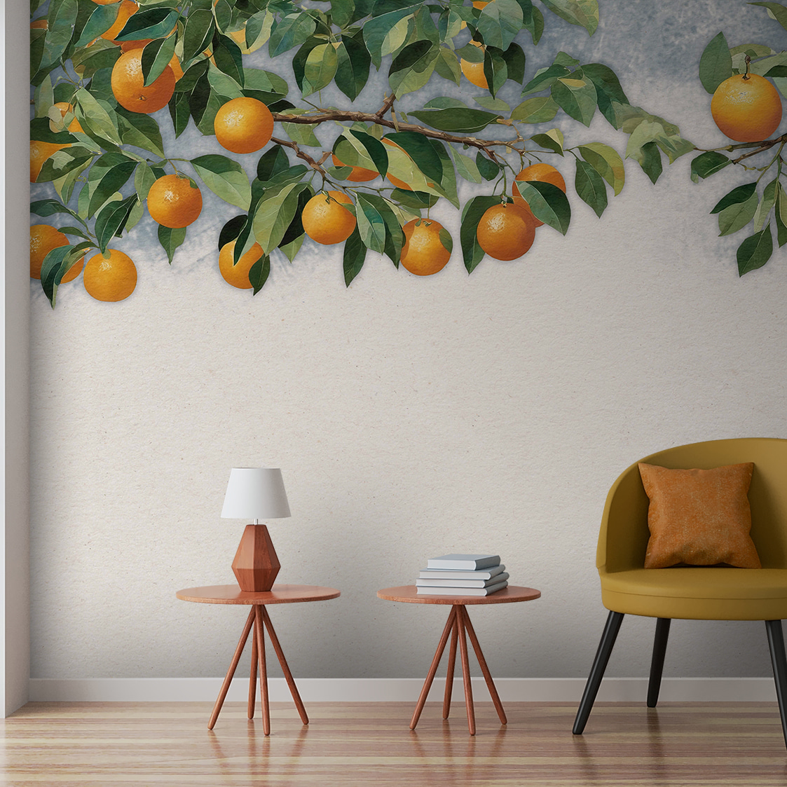 Sinaasappeltakken langs de bovenrand — interieur 1