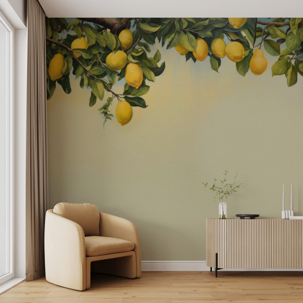 Citroenen hangen boven lichtgroen — interieur 1