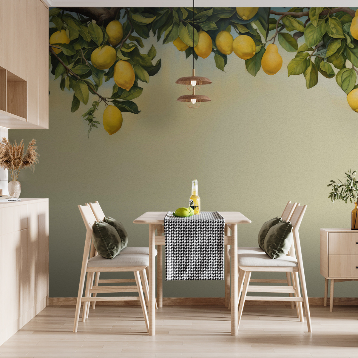 Citroenen hangen boven lichtgroen — interieur 2