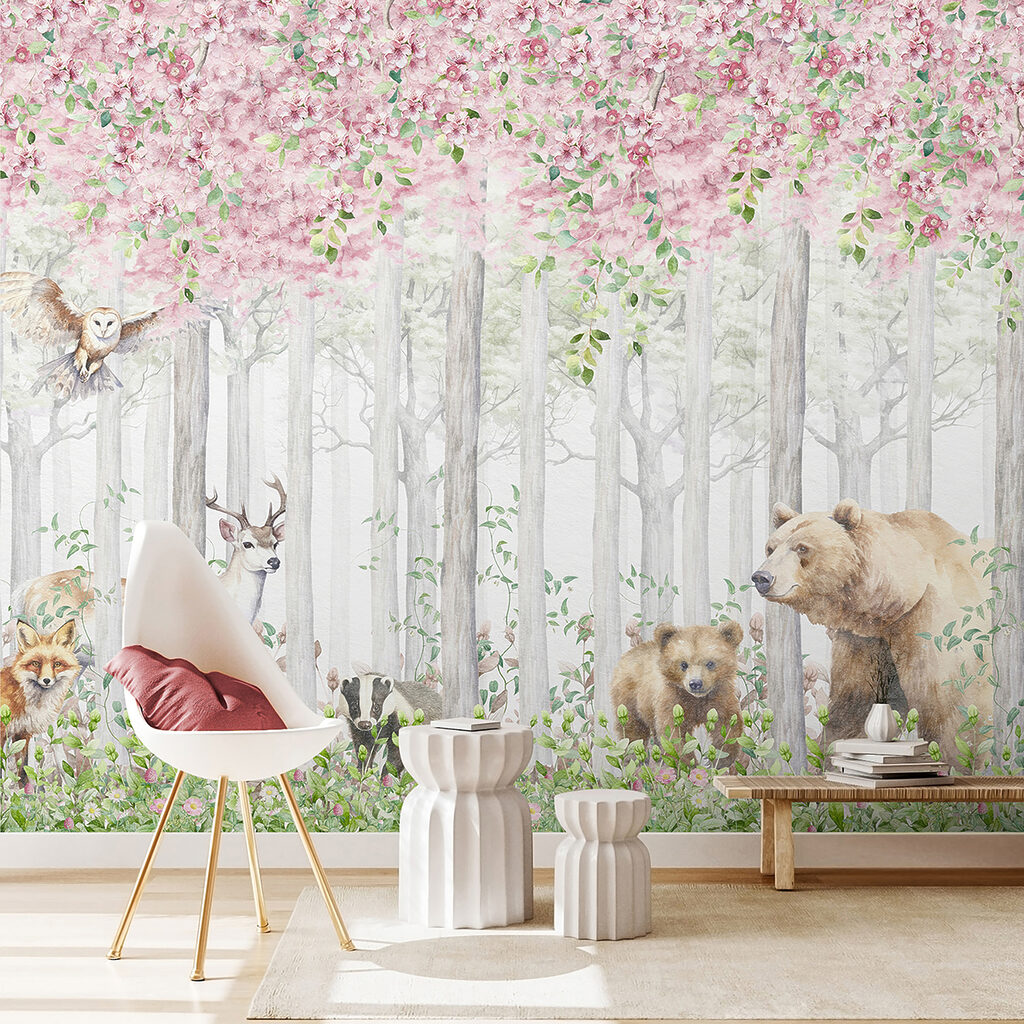 Een schilderij van dieren in het bos — interieur 5