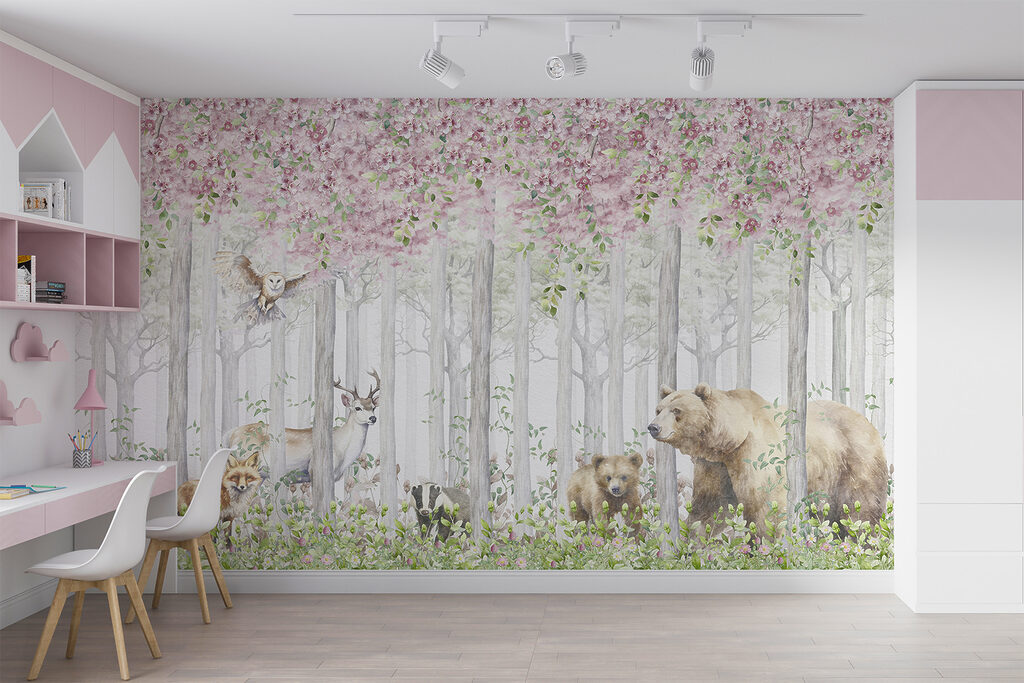Een schilderij van dieren in het bos — interieur 6