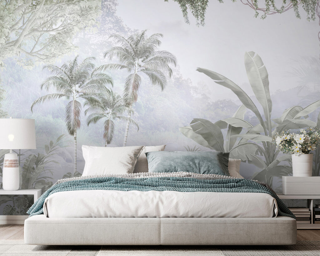 Tropenbladeren in bleke verte — interieur 3