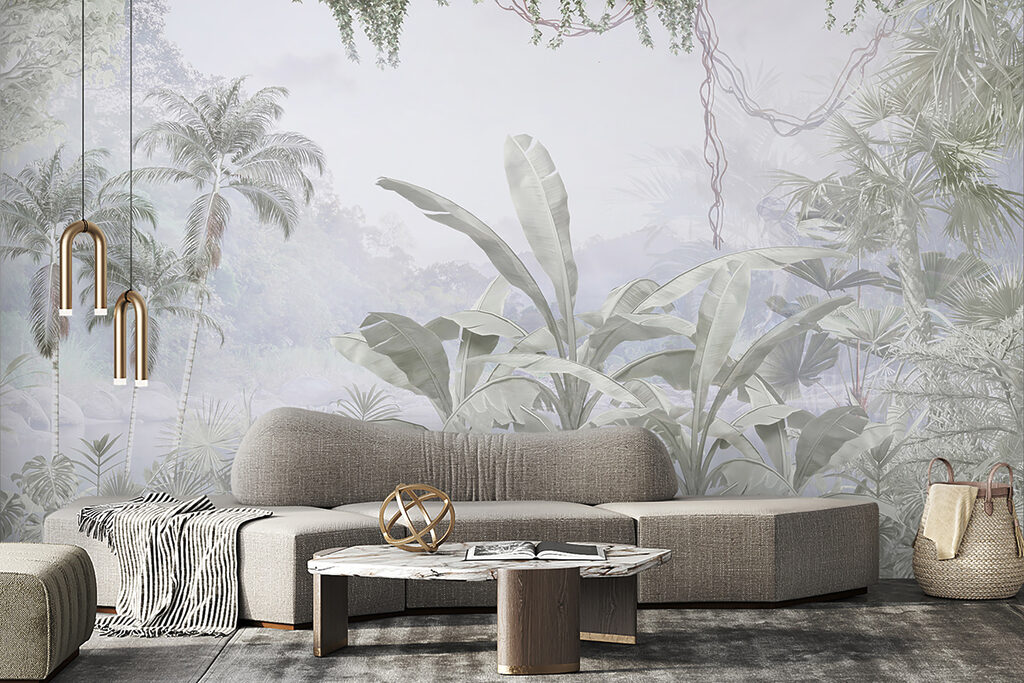Tropenbladeren in bleke verte — interieur 7