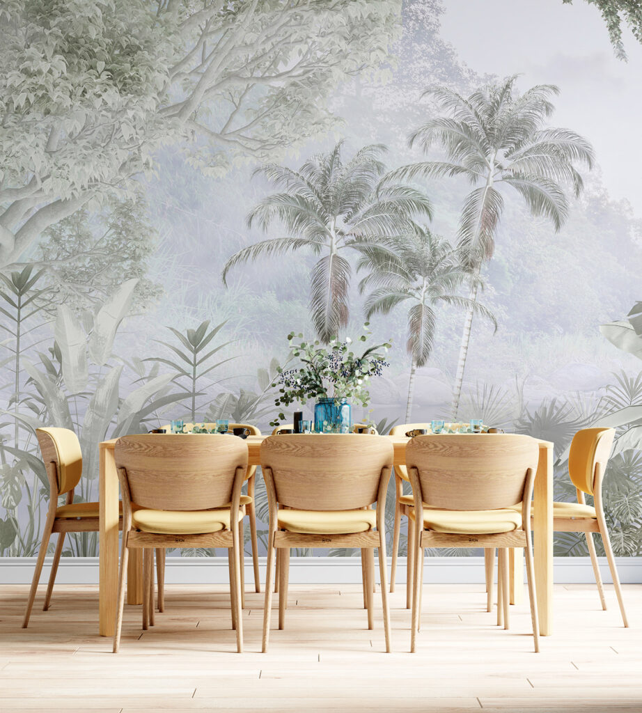 Tropenbladeren in bleke verte — interieur 5
