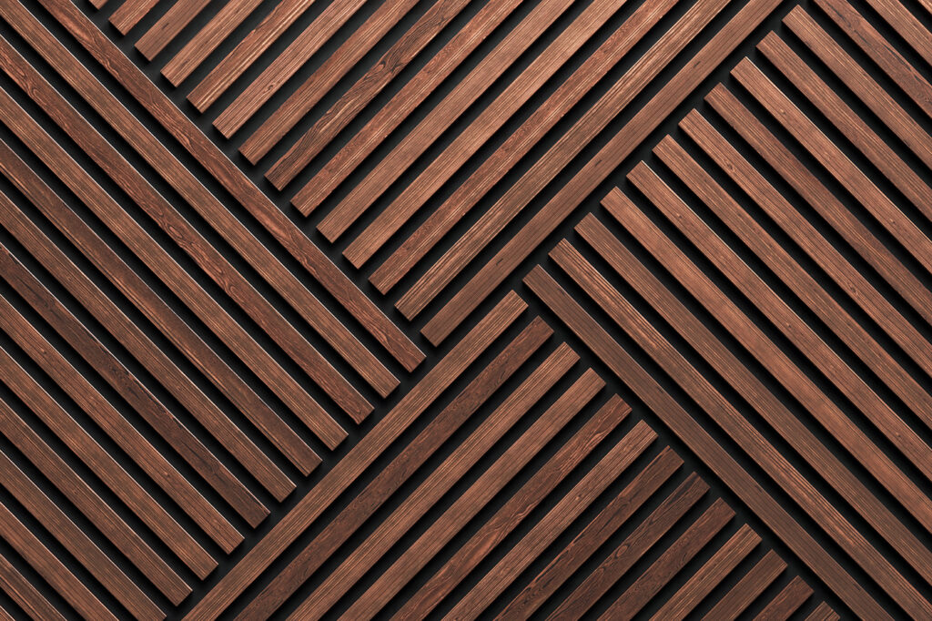 Houten latten in hoekpatroon — volledig ontwerp