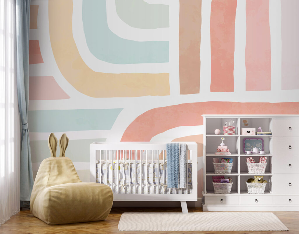 Een kleurrijk patroon met lijnen — interieur 2