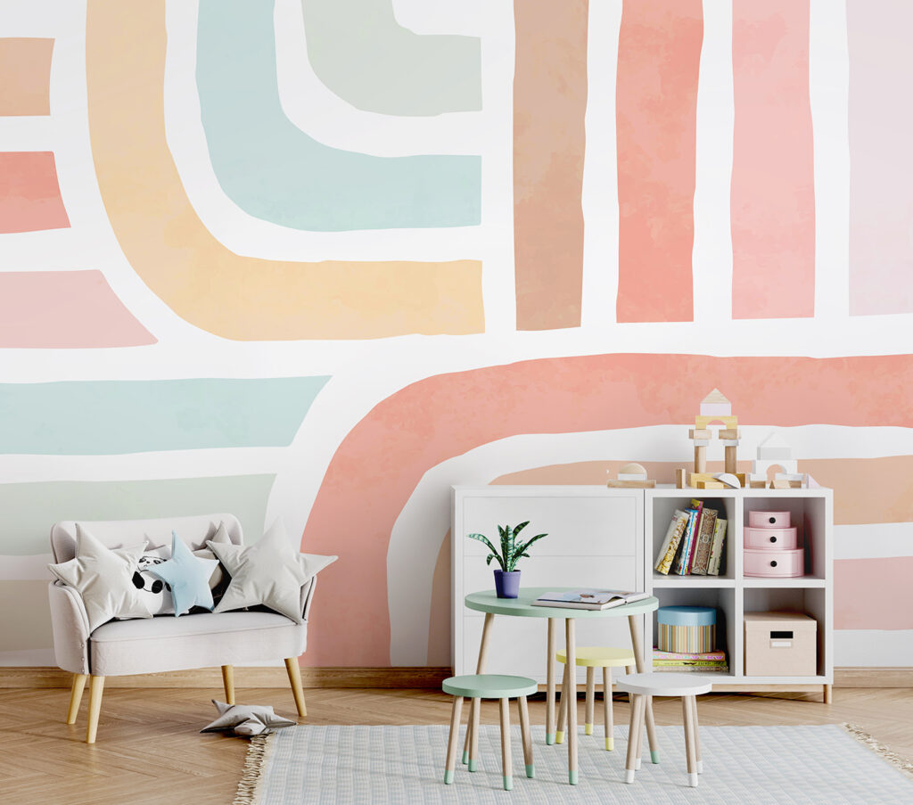 Een kleurrijk patroon met lijnen — interieur 3