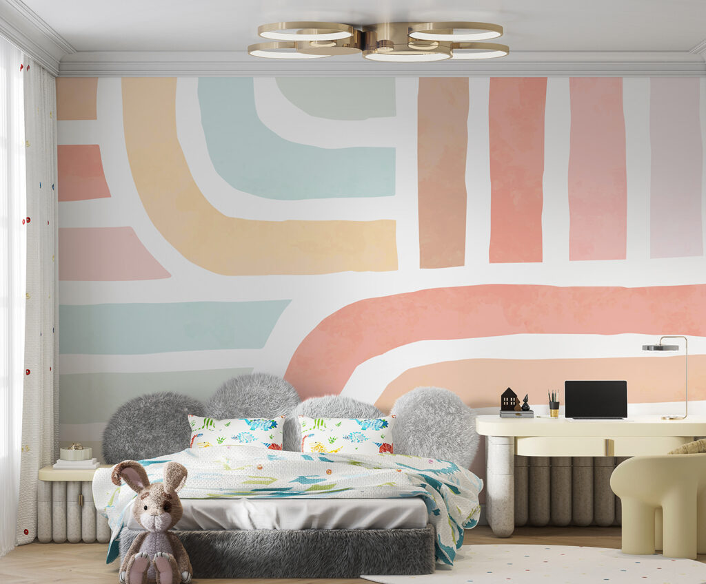 Een kleurrijk patroon met lijnen — interieur 4