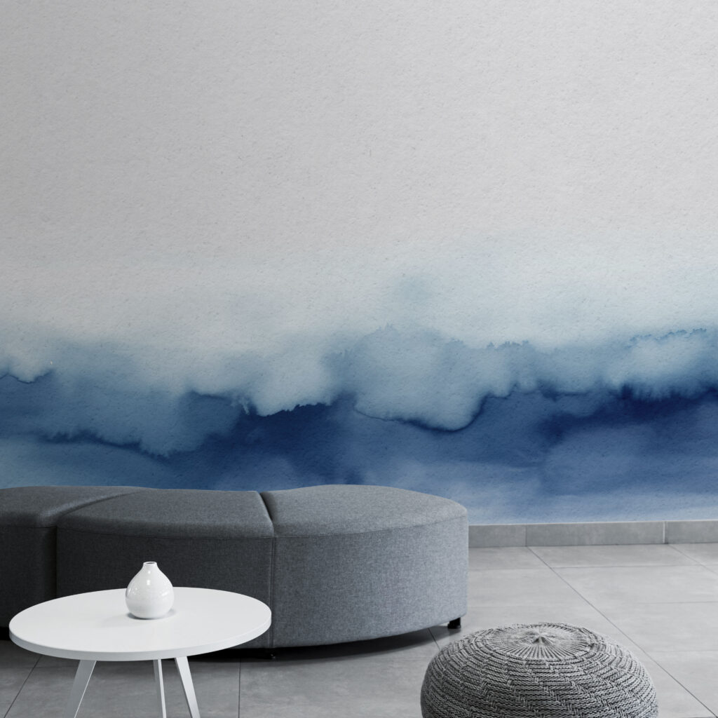Blauwe aquarel onderaan — interieur 1