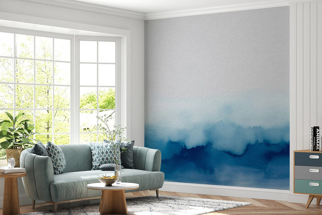 Blauwe aquarel onderaan — interieur 3