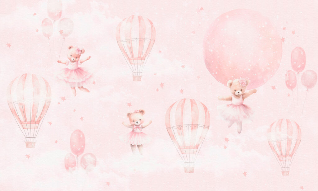 Roze ballonnetjes met beertjes — volledig ontwerp