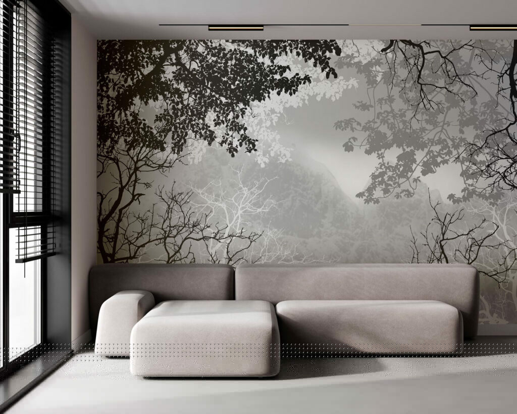 Boomtakken omlijsten grijze nevel — interieur 2