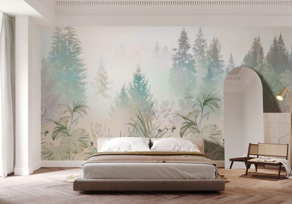 Dennen achter zachte graspluimen — interieur 2