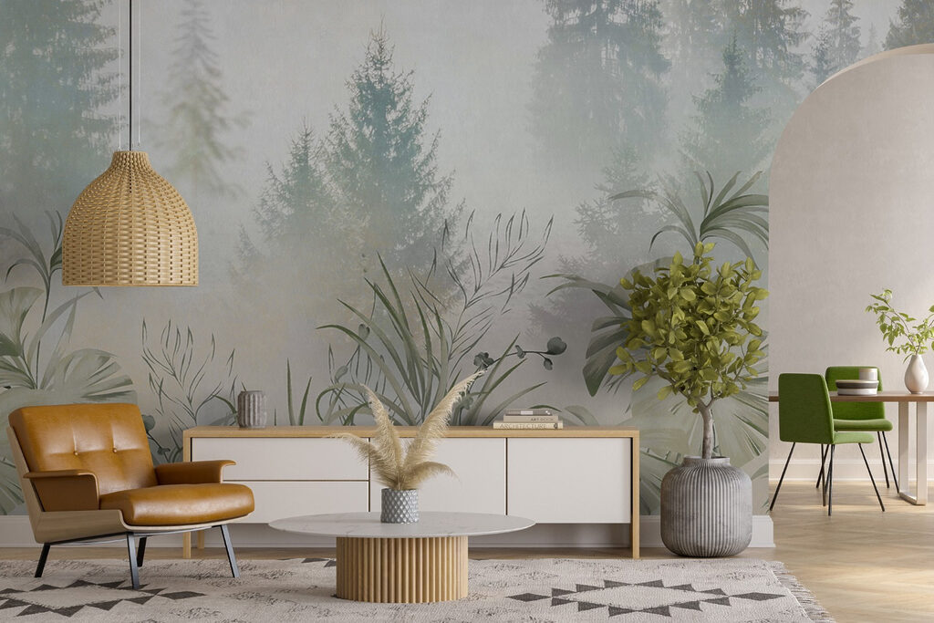 Dennen achter zachte graspluimen — interieur 4