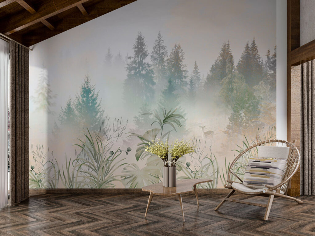 Dennen achter zachte graspluimen — interieur 3