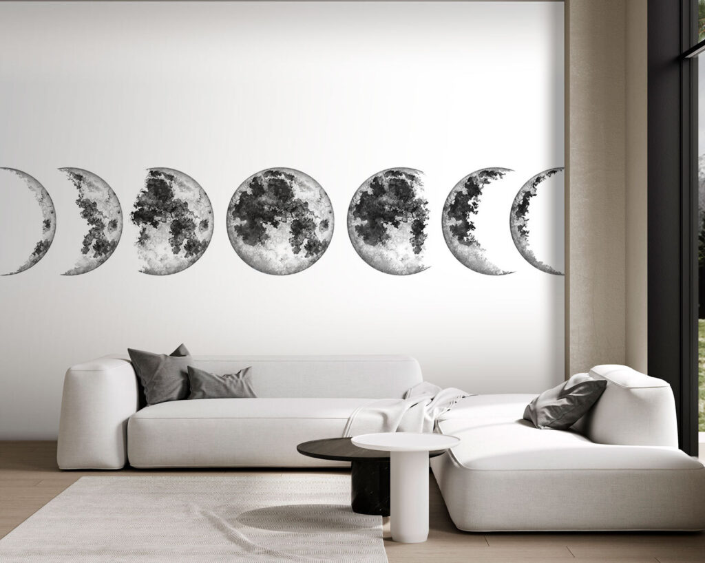 Maanstanden in grijze tekentinten — interieur 3