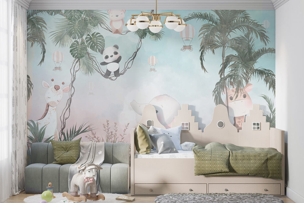 Jungledieren boven het gras — interieur 4