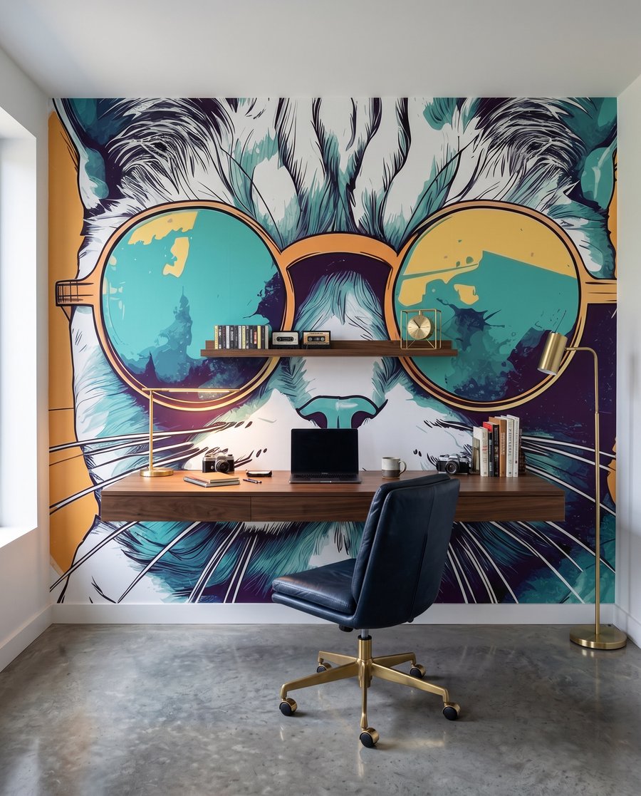 Kat met zonnige bril — interieur 6
