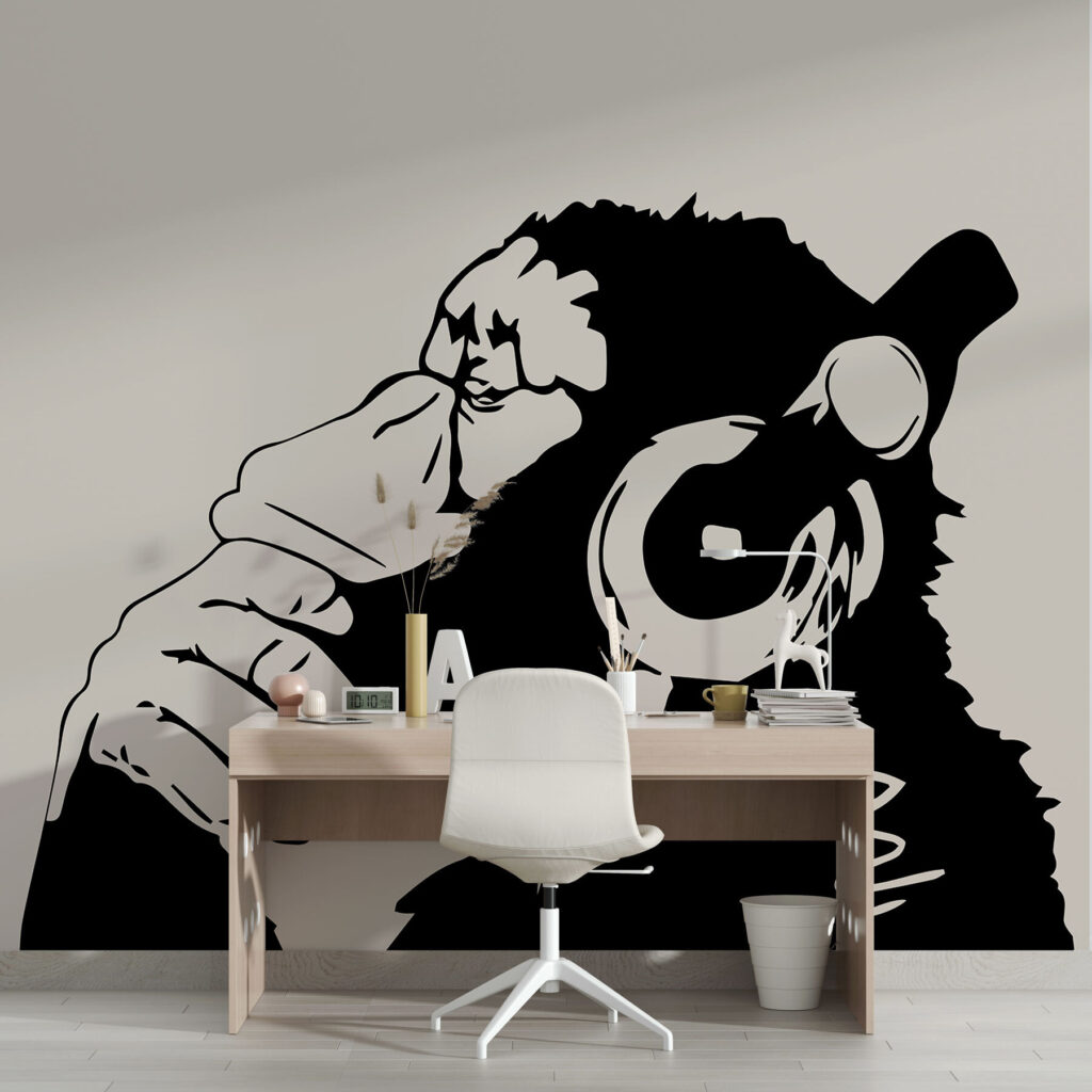 Aap luistert met koptelefoon — interieur 2