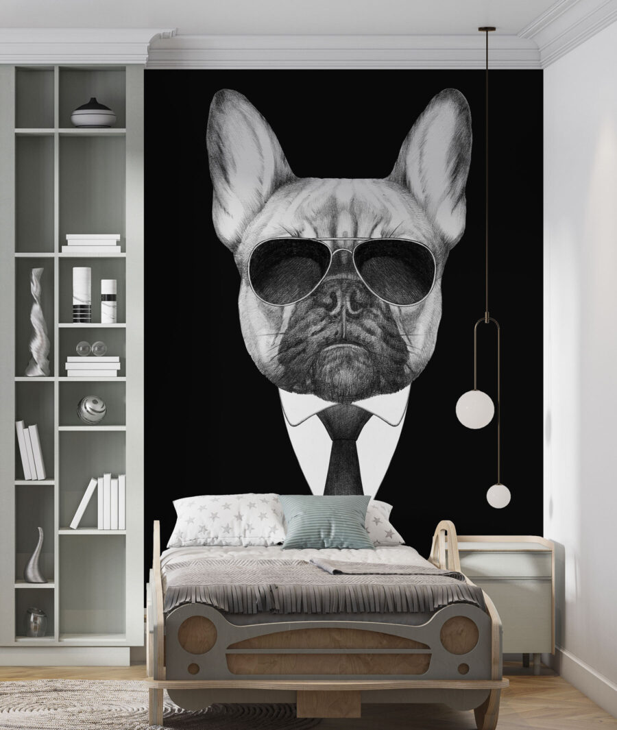 Buldog draagt een pak — interieur 2