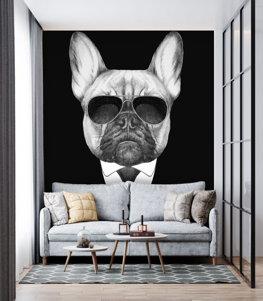 Buldog draagt een pak — interieur 3