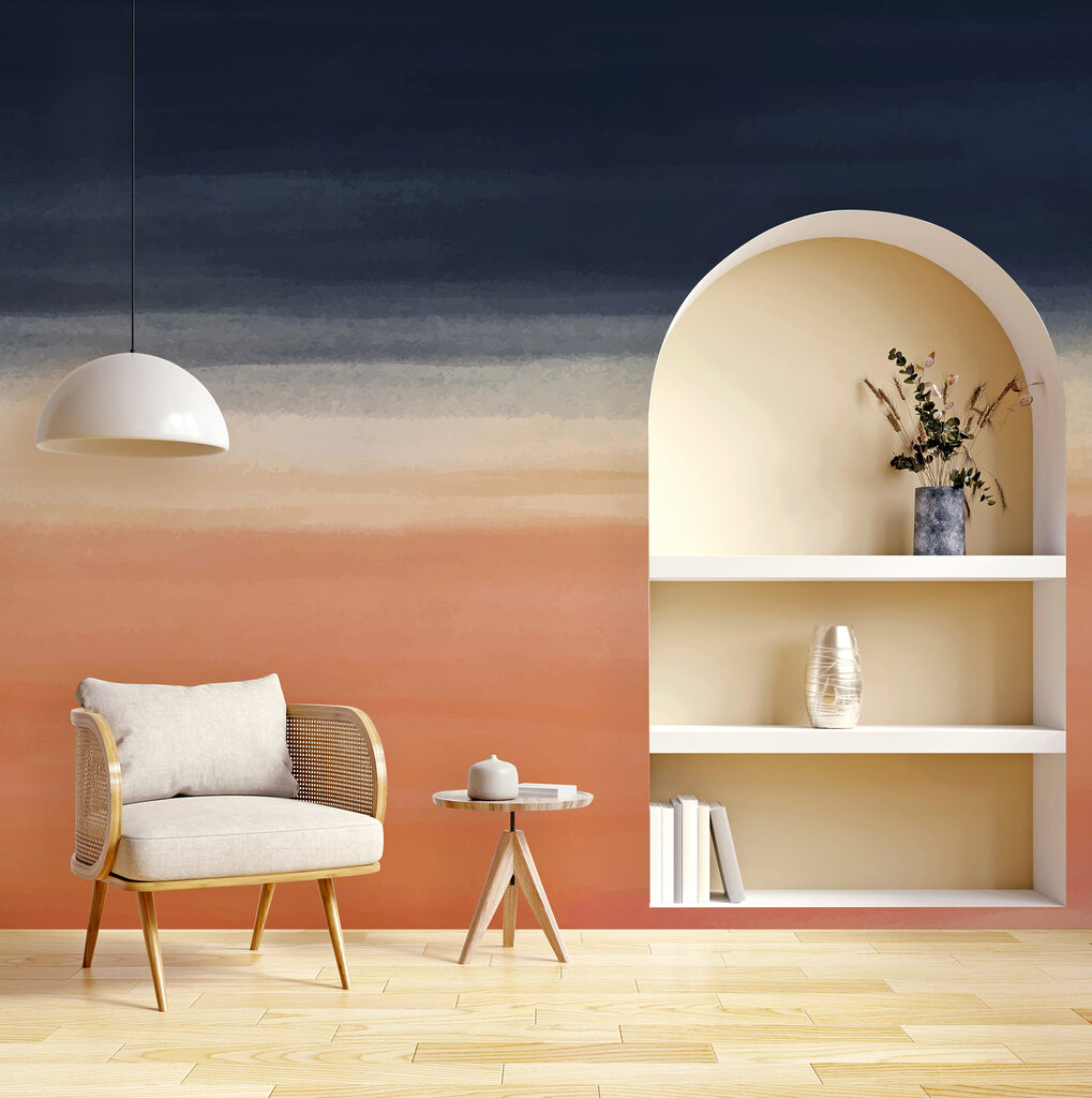 Brede verfbanen in avondtinten — interieur 1