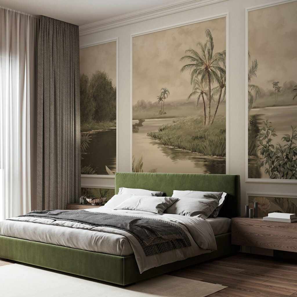 Oude tropentuin over wandpanelen — interieur 5