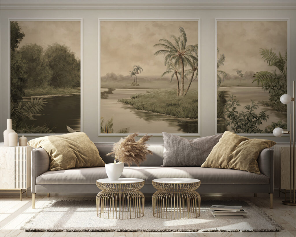 Oude tropentuin over wandpanelen — interieur 4