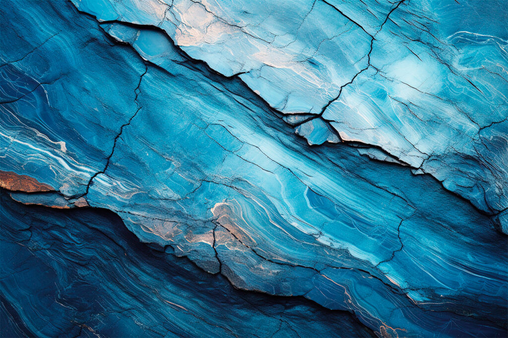 Abstracte blauwe rotsformaties en texturen — volledig ontwerp