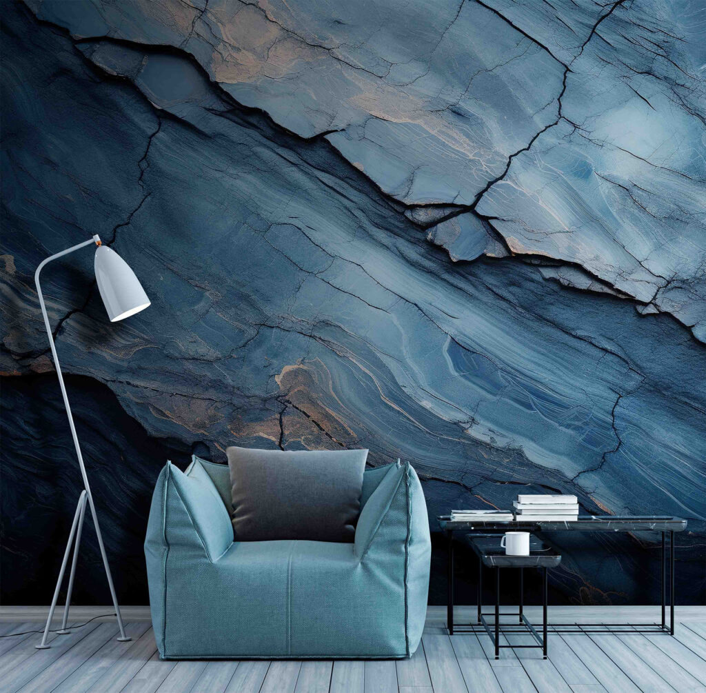 Abstracte blauwe rotsformaties en texturen — interieur 2