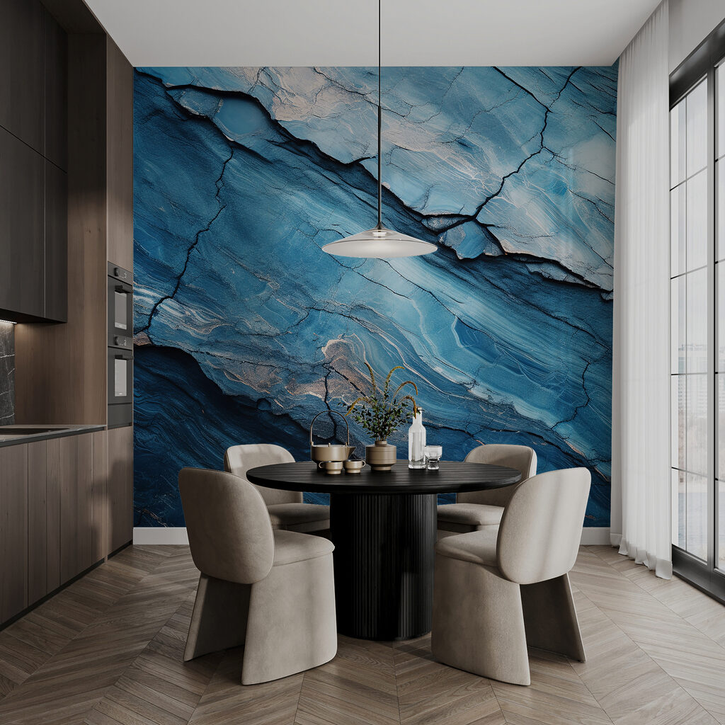 Abstracte blauwe rotsformaties en texturen — interieur 4