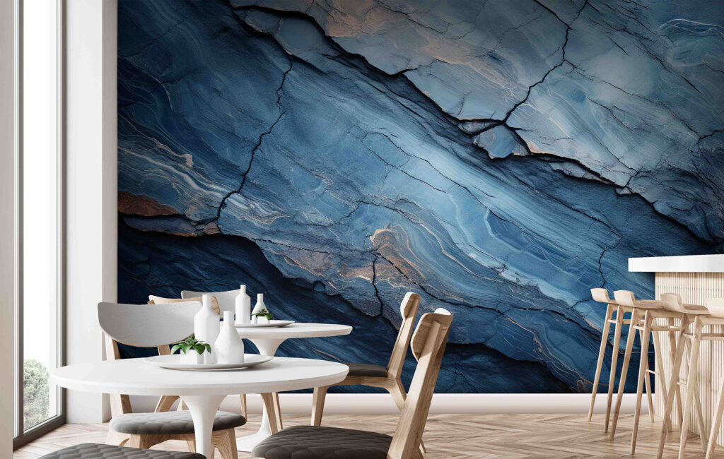 Abstracte blauwe rotsformaties en texturen — interieur 3