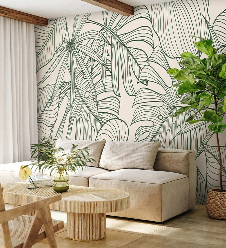 Bladeren in groene contouren — interieur 5
