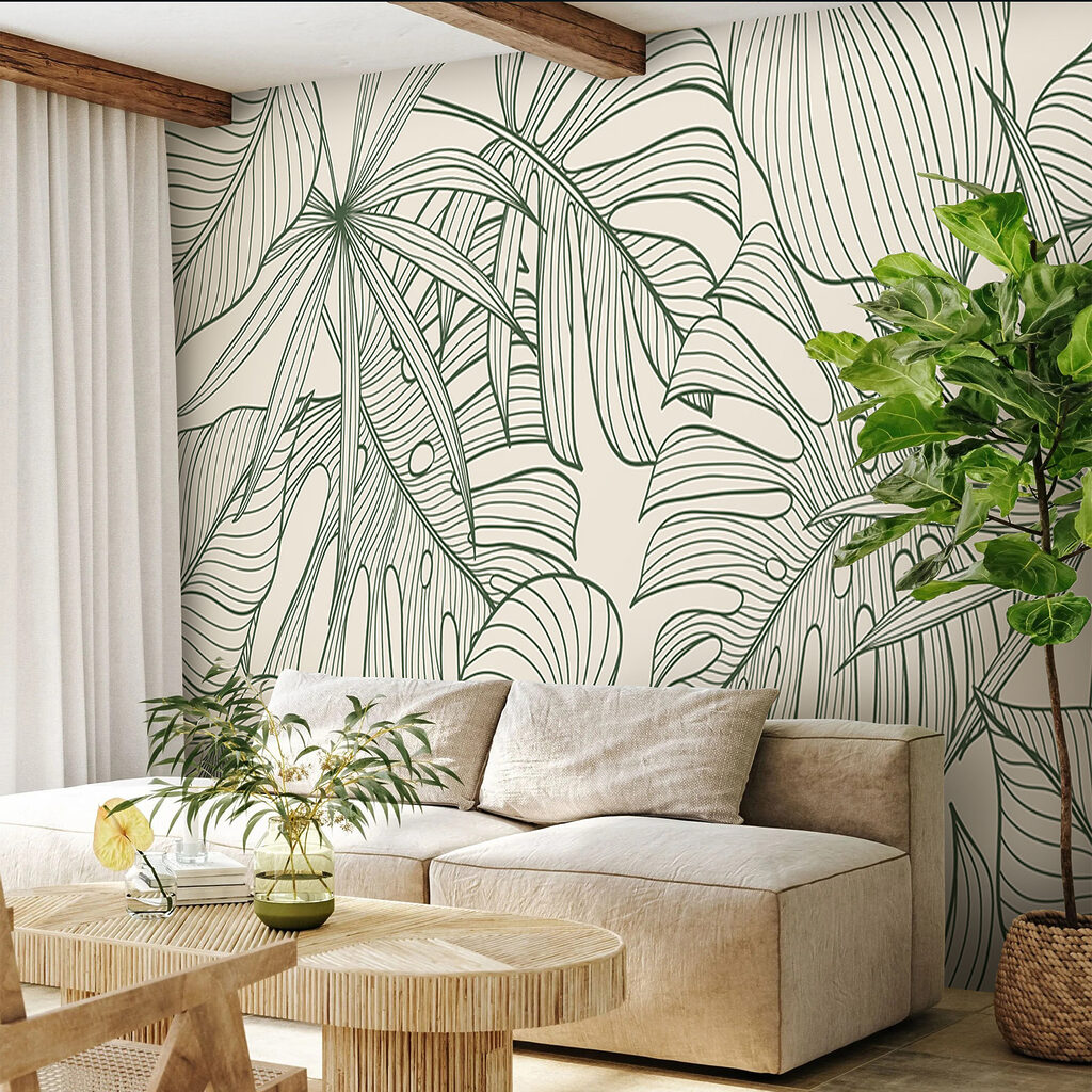Bladeren in groene contouren — interieur 3