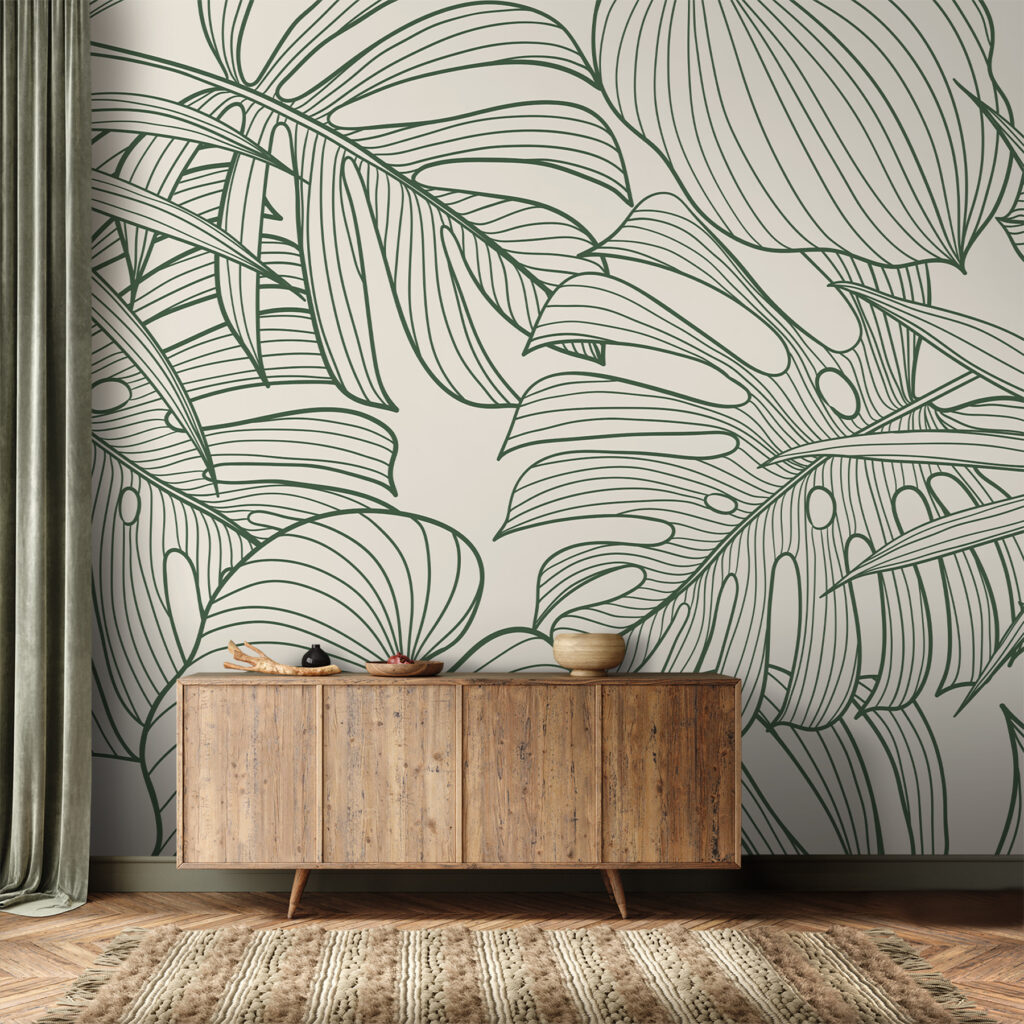Bladeren in groene contouren — interieur 2
