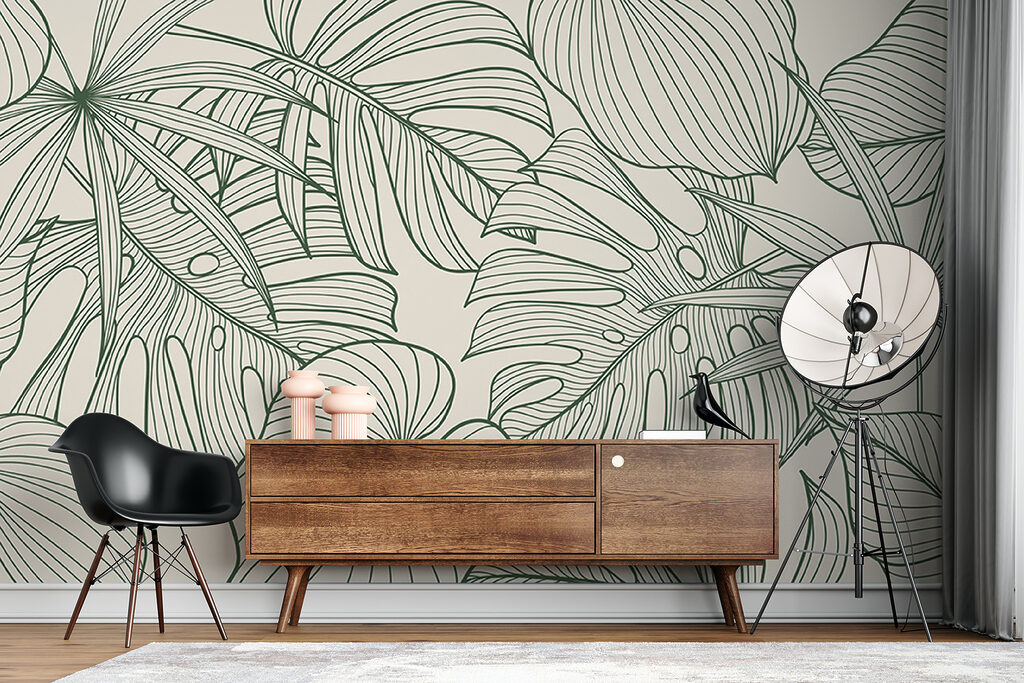 Bladeren in groene contouren — interieur 4