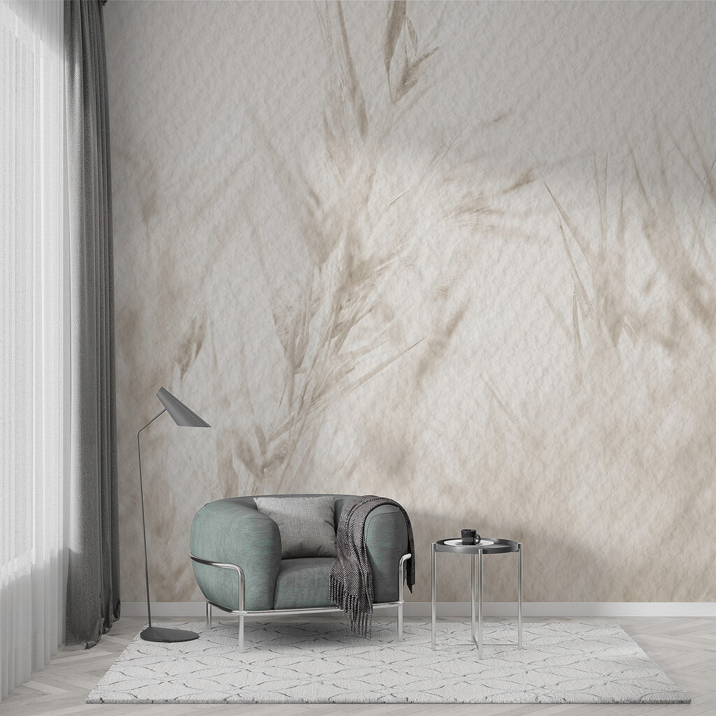 Grashalmen boven schuine lijnen — interieur 3