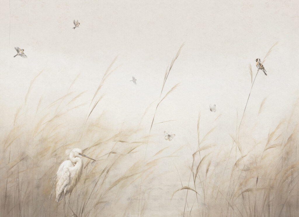 Een vogel in een grasveld — volledig ontwerp