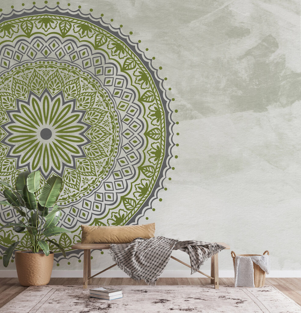 Groene mandala op wittinten — interieur 1